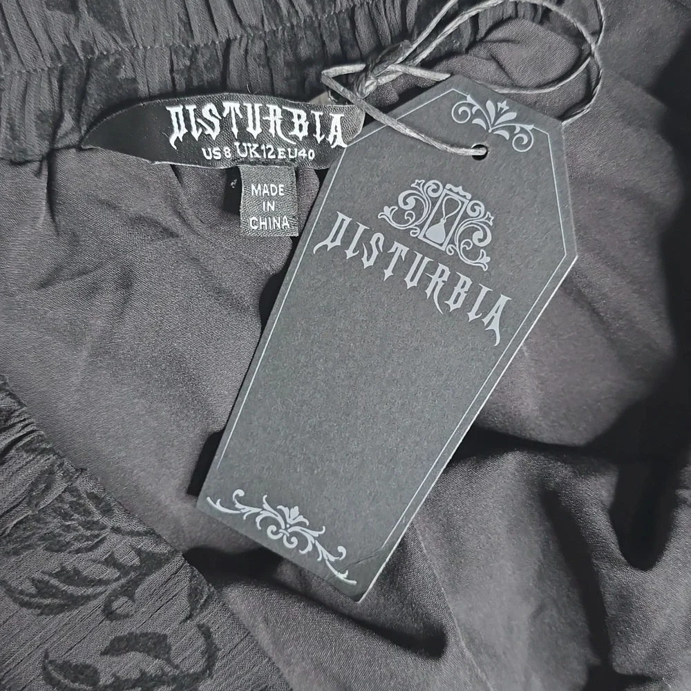 1499 NWT Disturbia Faustina Flocked Chiffon Mock Wrap Midaxi Skirt US 8 - Picture 4 of 8